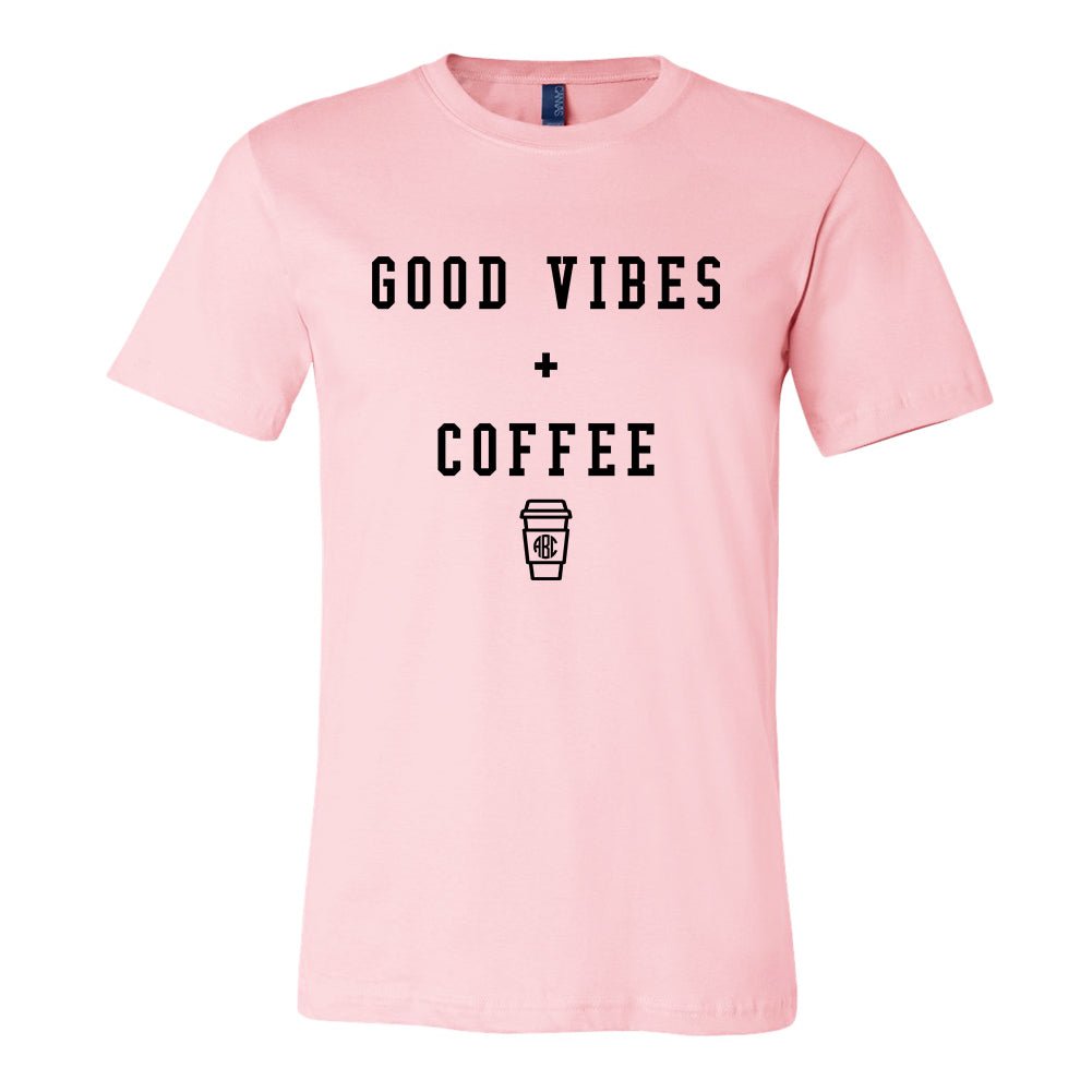 Monogrammed 'Good Vibes + Coffee' Premium T-Shirt - United Monograms
