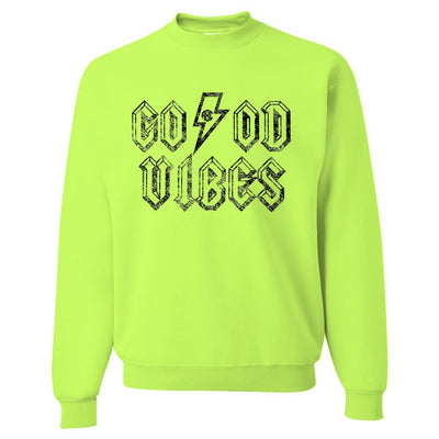 Monogrammed 'Good Vibes' Neon Crewneck Sweatshirt - United Monograms