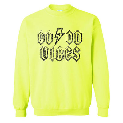 Monogrammed 'Good Vibes' Neon Crewneck Sweatshirt - United Monograms