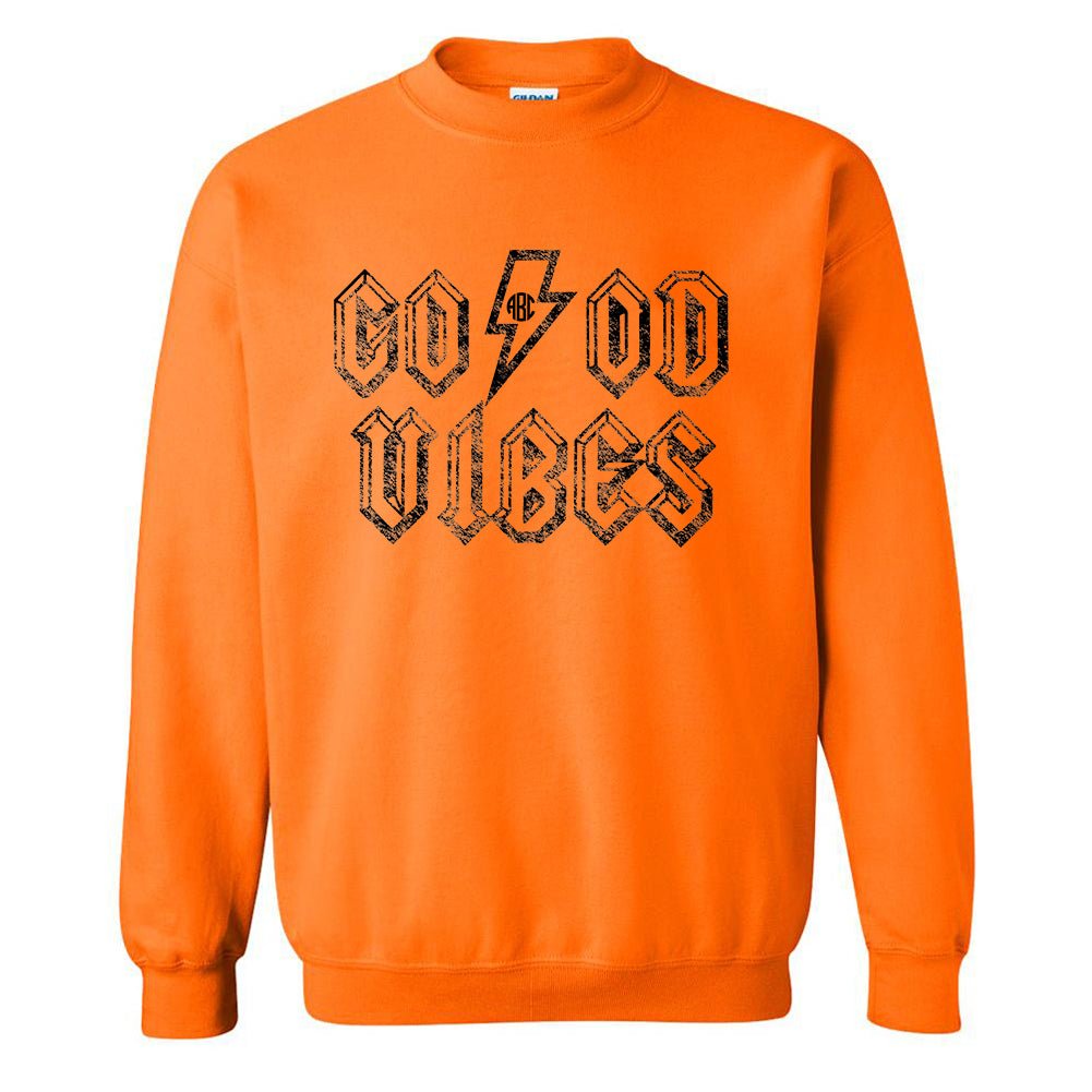 Monogrammed 'Good Vibes' Neon Crewneck Sweatshirt - United Monograms