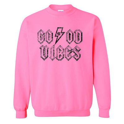 Monogrammed 'Good Vibes' Neon Crewneck Sweatshirt - United Monograms