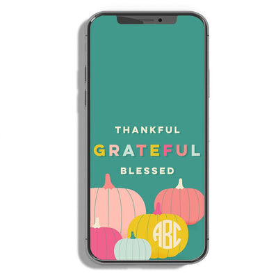 Monogrammed 'Grateful' Phone Wallpaper - United Monograms
