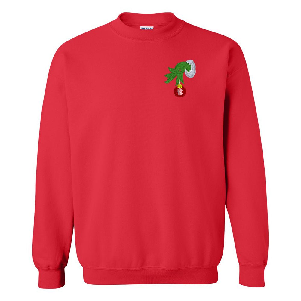 Monogrammed Grinch Hand Crewneck Sweatshirt - United Monograms