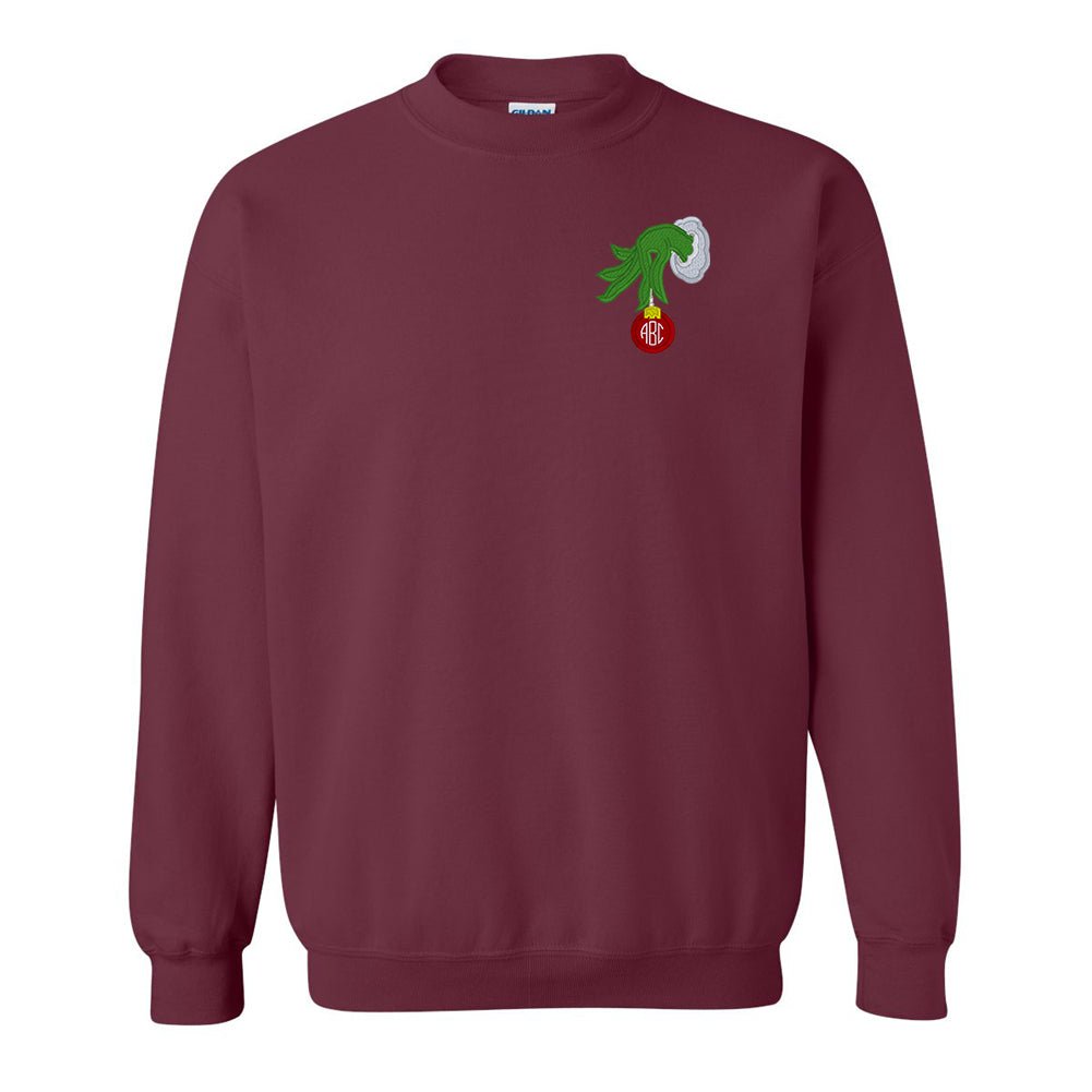 Monogrammed Grinch Hand Crewneck Sweatshirt - United Monograms