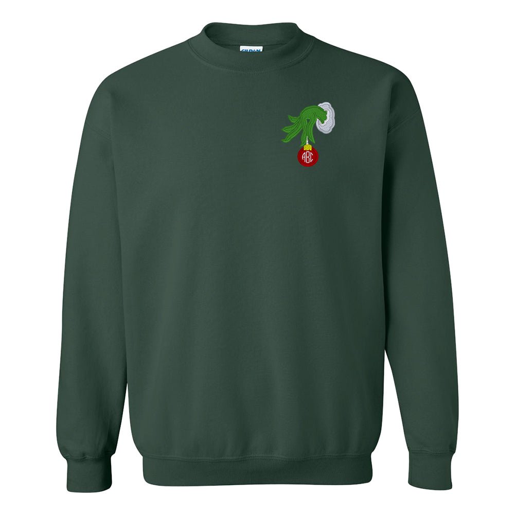 Monogrammed Grinch Hand Crewneck Sweatshirt - United Monograms