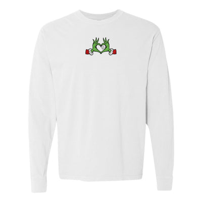Monogrammed Grinch Heart Long Sleeve T-Shirt - United Monograms