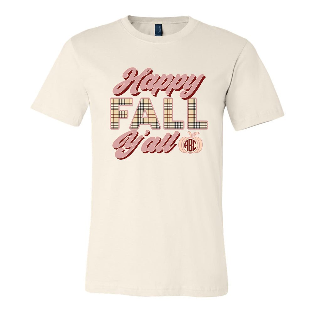 Monogrammed 'Happy Fall Y'all' Premium T-Shirt - United Monograms