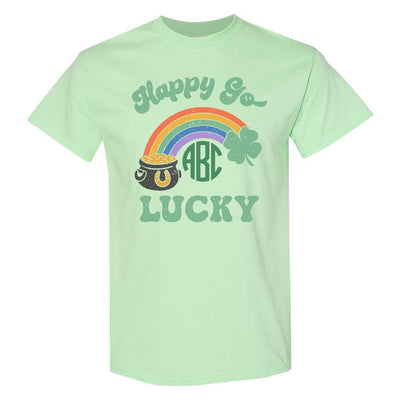 Monogrammed 'Happy Go Lucky' Basic T-Shirt - United Monograms