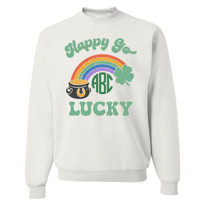 Monogrammed 'Happy Go Lucky' Crewneck Sweatshirt - United Monograms