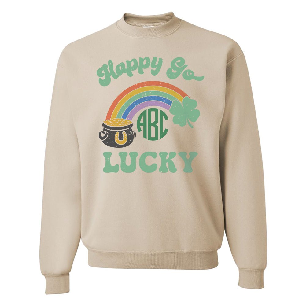 Monogrammed 'Happy Go Lucky' Crewneck Sweatshirt - United Monograms