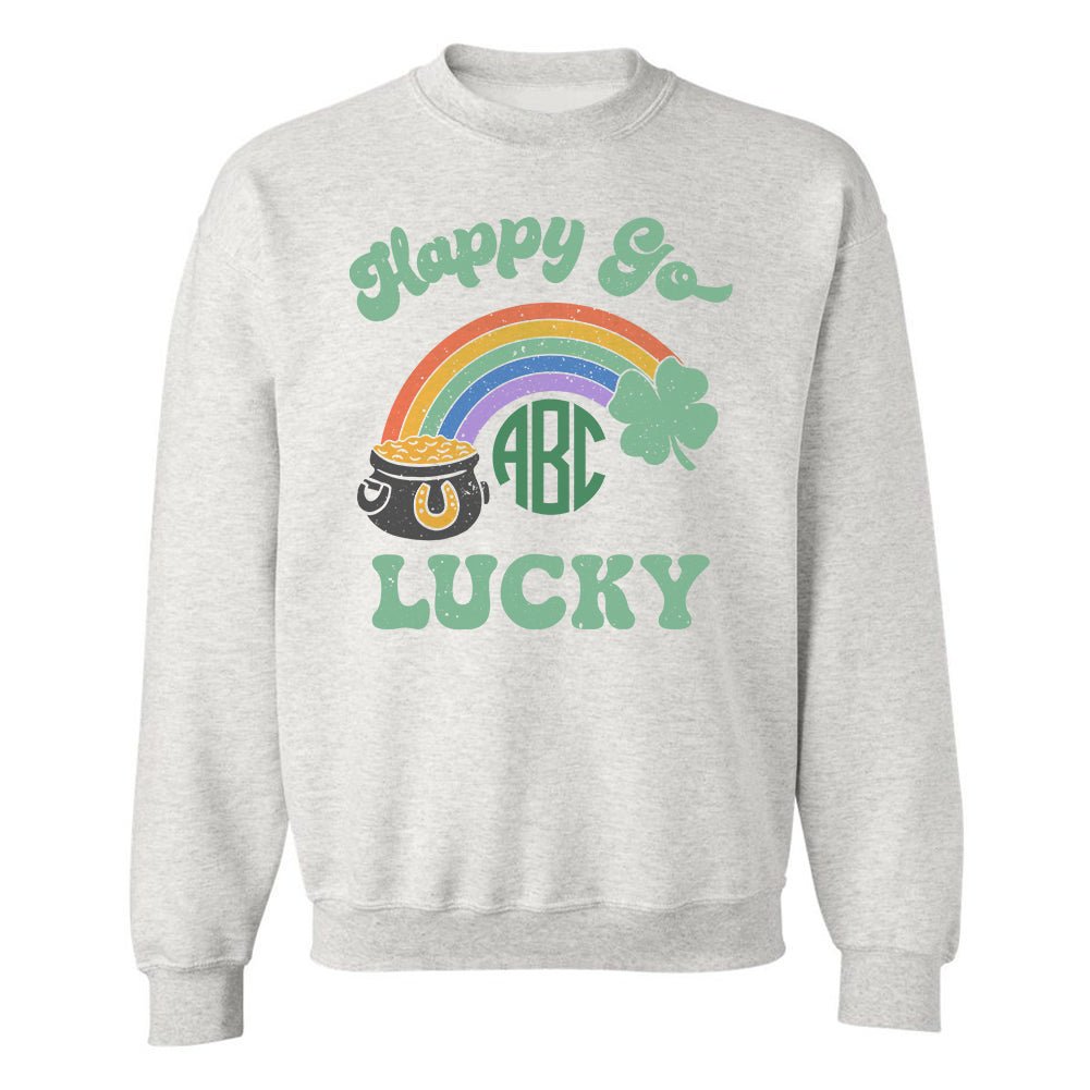 Monogrammed 'Happy Go Lucky' Crewneck Sweatshirt - United Monograms