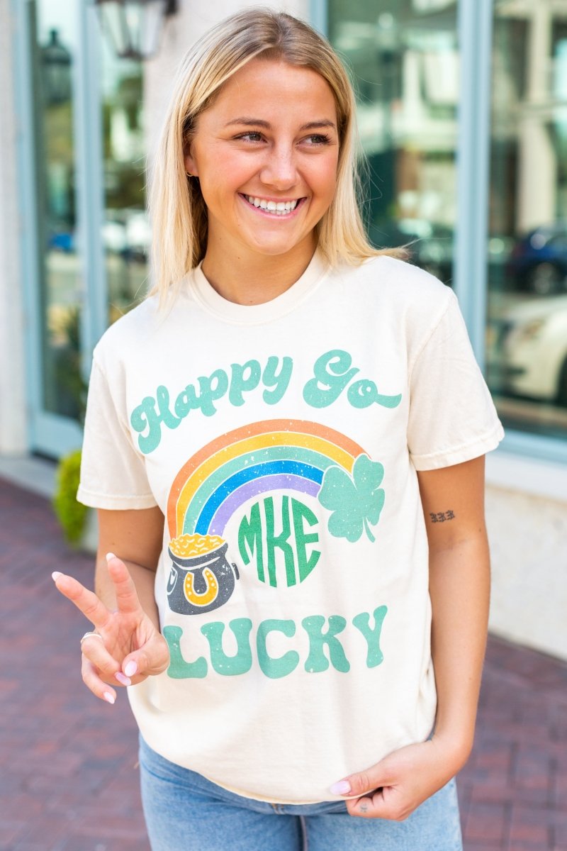 Monogrammed 'Happy Go Lucky' T-Shirt - United Monograms