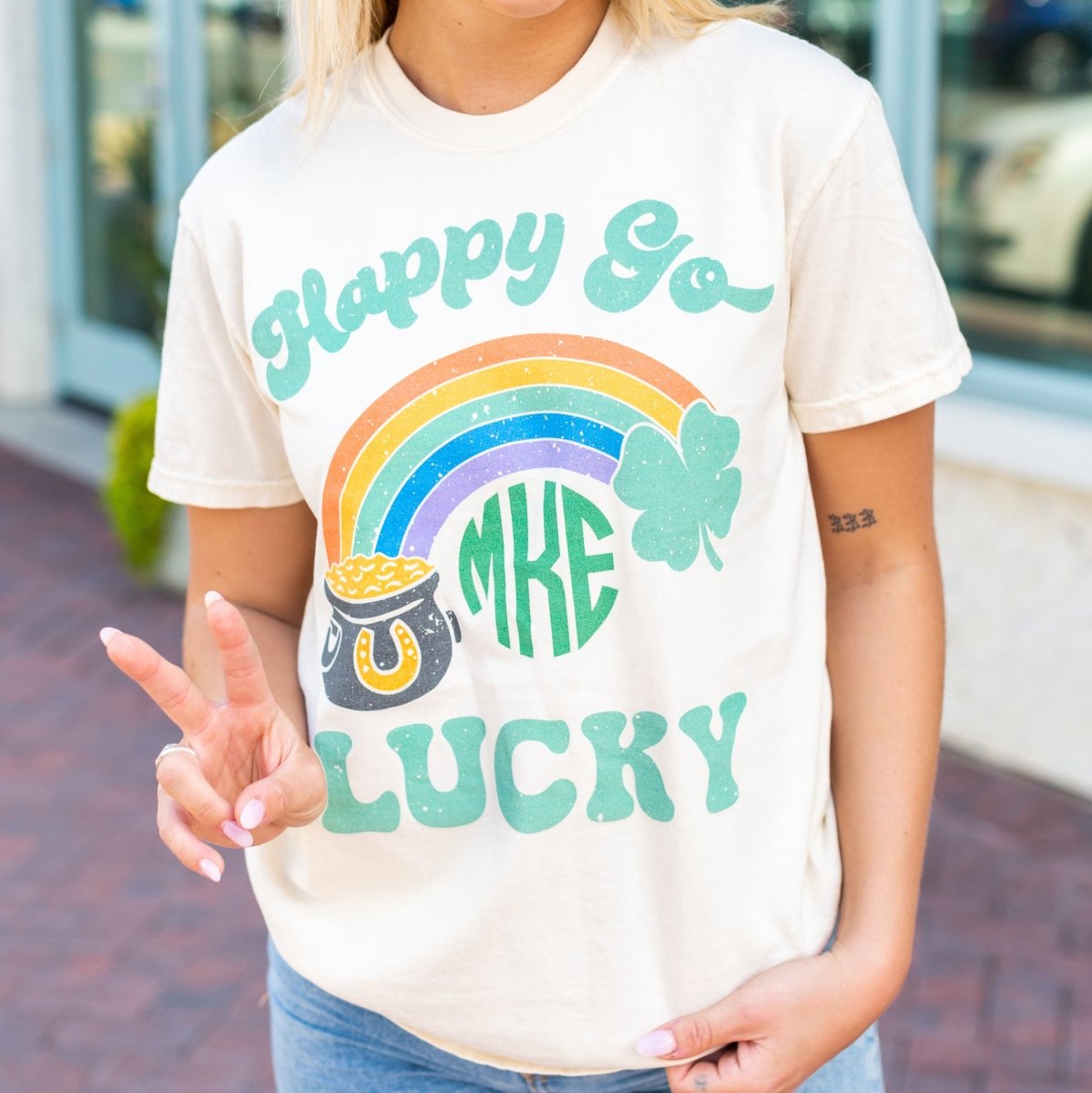 Monogrammed 'Happy Go Lucky' T-Shirt - United Monograms