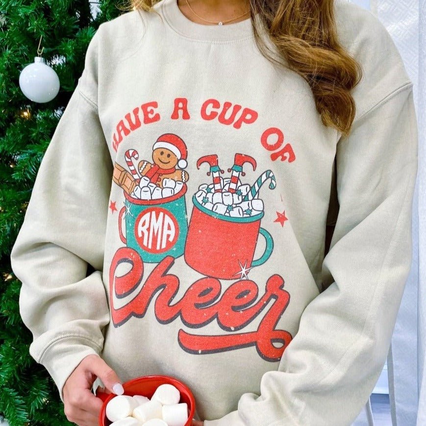 Monogrammed 'Have A Cup Of Cheer' Crewneck Sweatshirt - United Monograms