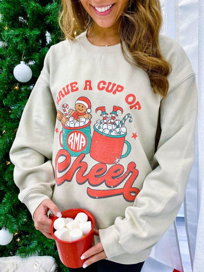 Monogrammed 'Have A Cup Of Cheer' Crewneck Sweatshirt - United Monograms