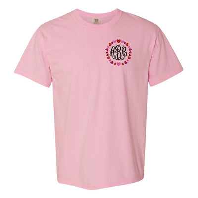 Monogrammed 'Heart Border' Comfort Colors T-Shirt - United Monograms