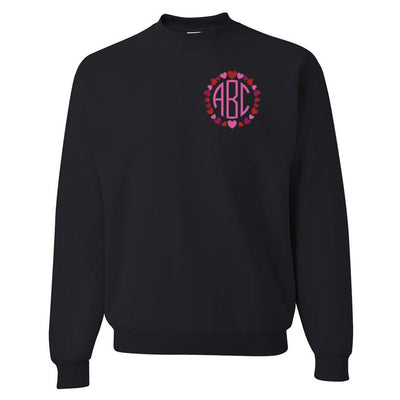 Monogrammed 'Heart Border' Crewneck Sweatshirt - United Monograms