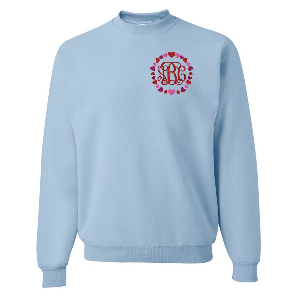 Monogrammed 'Heart Border' Crewneck Sweatshirt - United Monograms