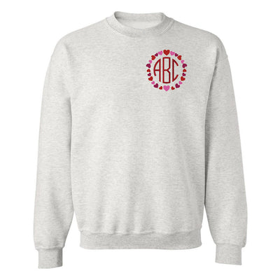 Monogrammed 'Heart Border' Crewneck Sweatshirt - United Monograms