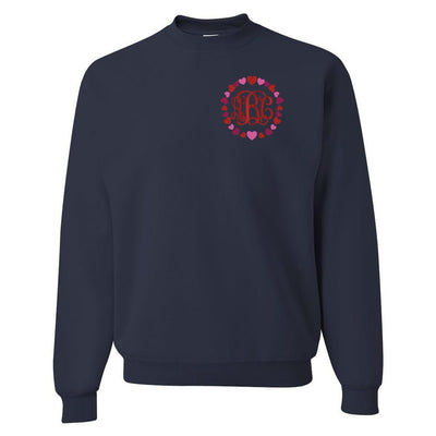 Monogrammed 'Heart Border' Crewneck Sweatshirt - United Monograms