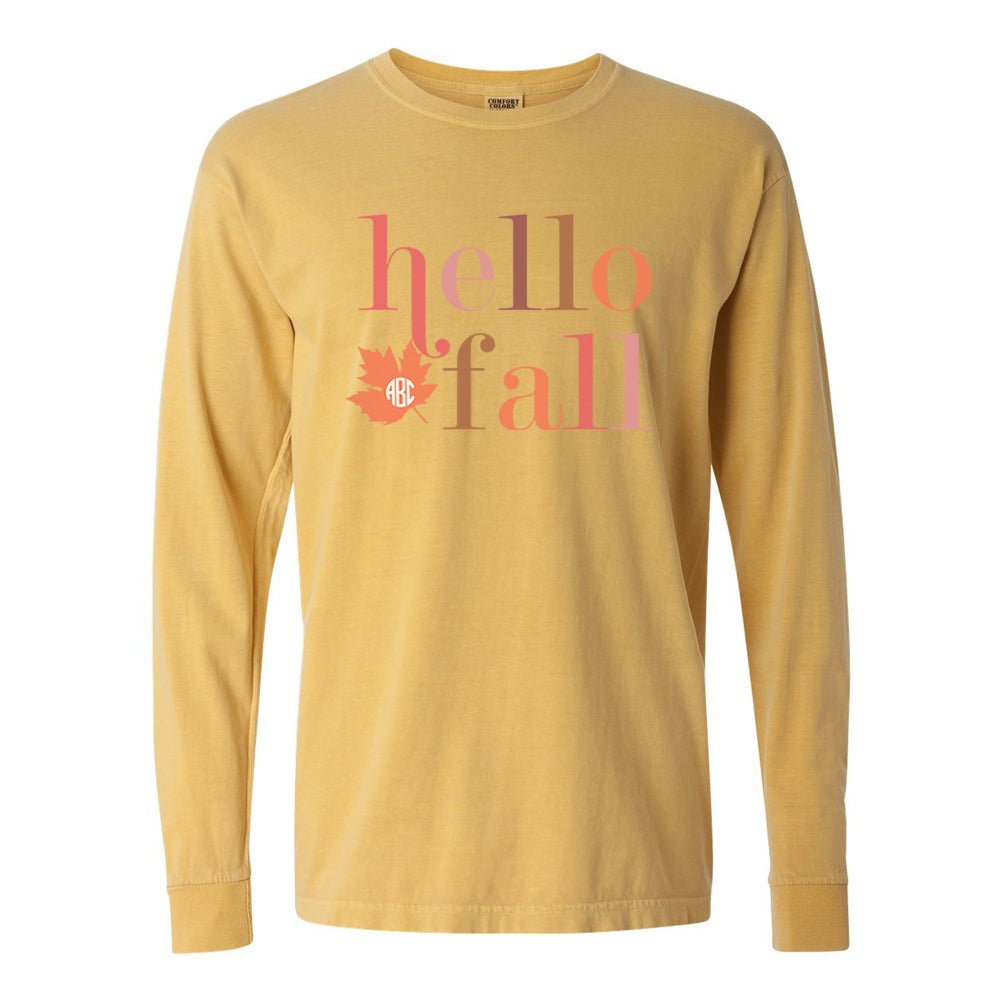 Monogrammed 'Hello Fall' Long Sleeve T-Shirt - United Monograms