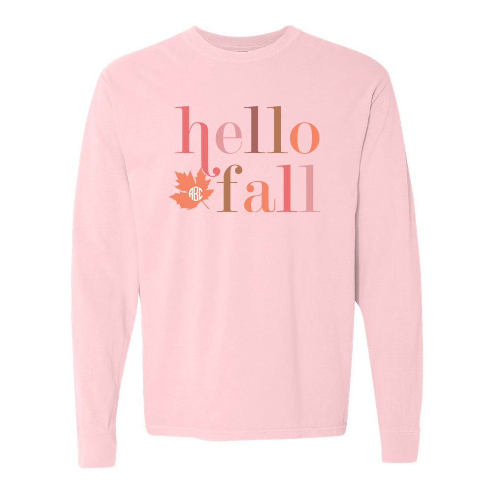 Monogrammed 'Hello Fall' Long Sleeve T-Shirt - United Monograms