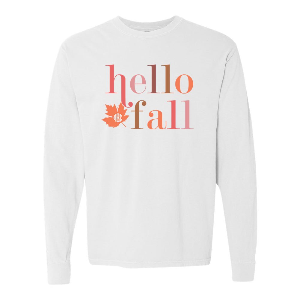 Monogrammed 'Hello Fall' Long Sleeve T-Shirt - United Monograms