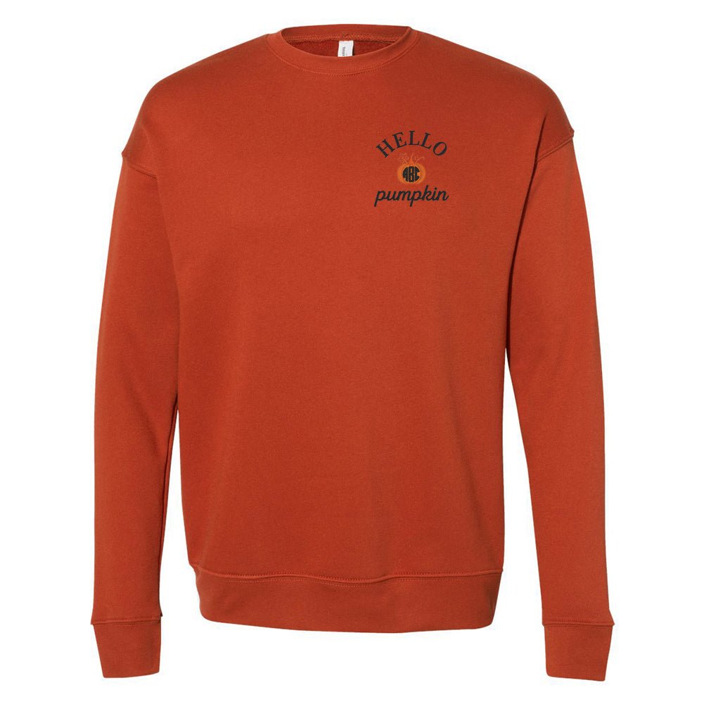 Monogrammed Hello Pumpkin Premium Crewneck Sweatshirt - United Monograms