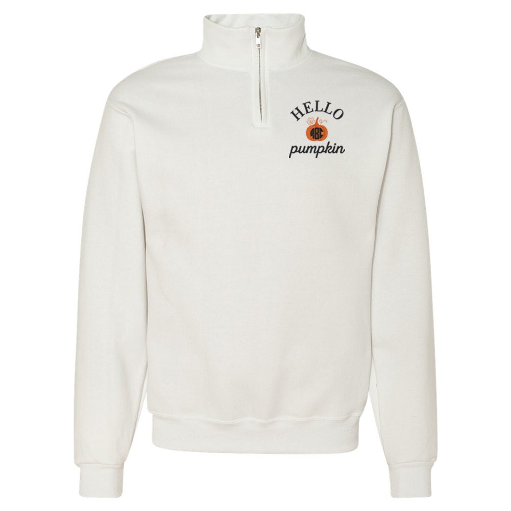 Monogrammed 'Hello Pumpkin' Quarter Zip Sweatshirt - United Monograms