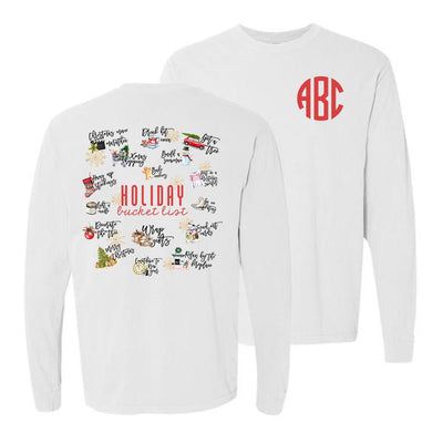 Monogrammed 'Holiday Bucket List' Front & Back Long Sleeve T-Shirt - United Monograms