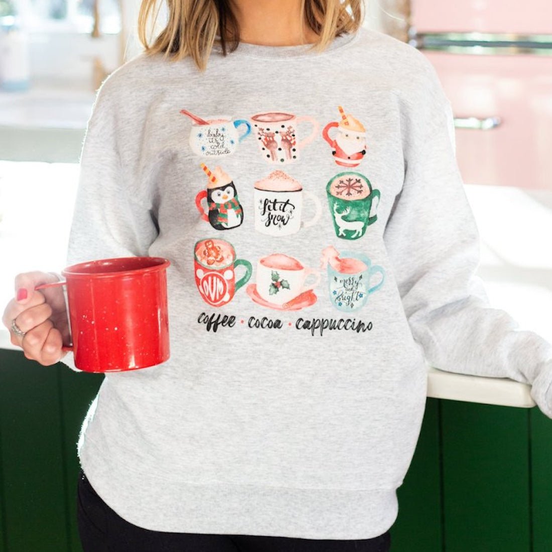 Monogrammed 'Holiday Coffee Drinks' Crewneck Sweatshirt - United Monograms