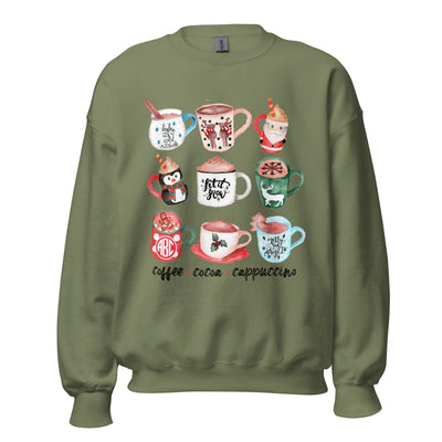 Monogrammed 'Holiday Coffee Drinks' Crewneck Sweatshirt - United Monograms