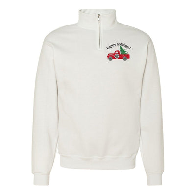 Monogrammed 'Holiday Truck' Quarter Zip Sweatshirt - United Monograms