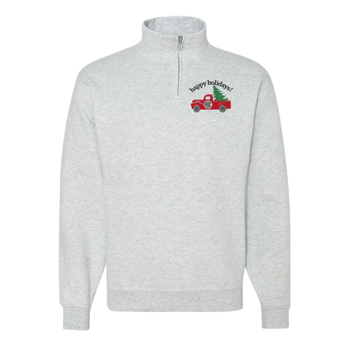 Monogrammed 'Holiday Truck' Quarter Zip Sweatshirt - United Monograms