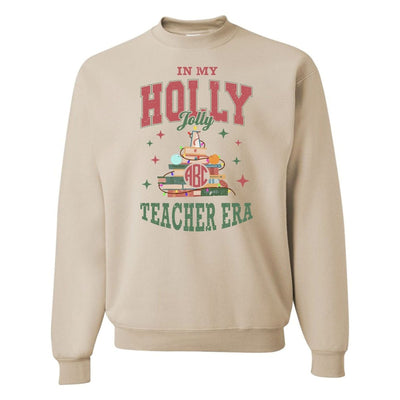 Monogrammed 'Holly Jolly Teacher Era' Crewneck Sweatshirt - United Monograms