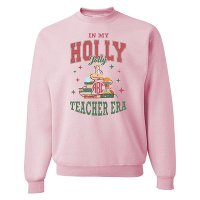 Monogrammed 'Holly Jolly Teacher Era' Crewneck Sweatshirt - United Monograms