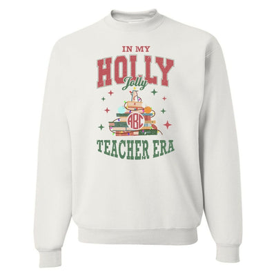 Monogrammed 'Holly Jolly Teacher Era' Crewneck Sweatshirt - United Monograms