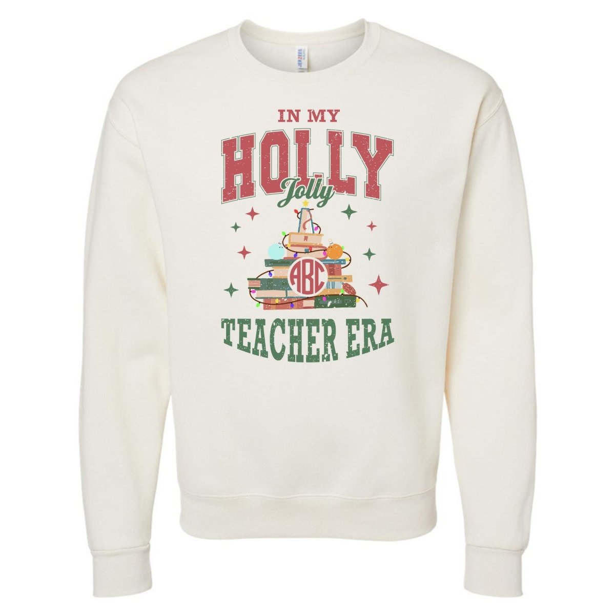 Monogrammed 'Holly Jolly Teacher Era' Crewneck Sweatshirt - United Monograms