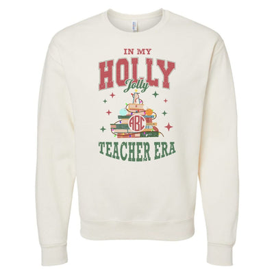 Monogrammed 'Holly Jolly Teacher Era' Crewneck Sweatshirt - United Monograms