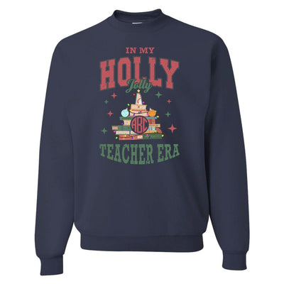 Monogrammed 'Holly Jolly Teacher Era' Crewneck Sweatshirt - United Monograms