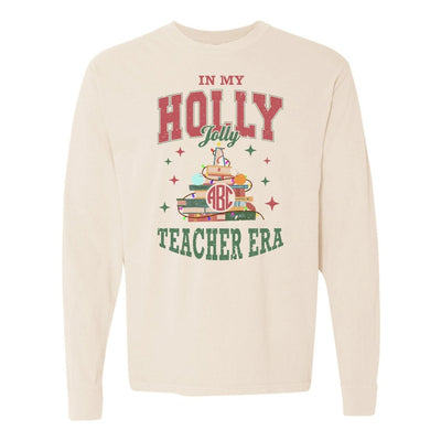 Monogrammed 'Holly Jolly Teacher Era' Long Sleeve T - Shirt - United Monograms