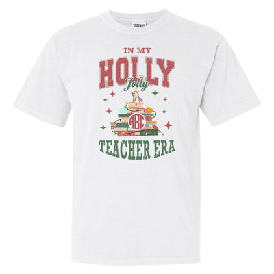 Monogrammed 'Holly Jolly Teacher Era' T - Shirt - United Monograms