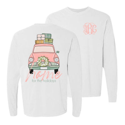 Monogrammed 'Home For The Holidays' Front & Back Long Sleeve T-Shirt - United Monograms