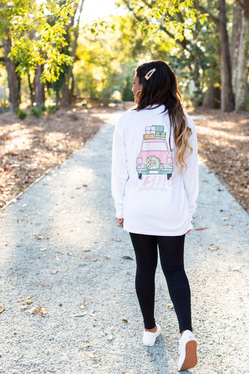 Monogrammed 'Home For The Holidays' Front & Back Long Sleeve T-Shirt - United Monograms