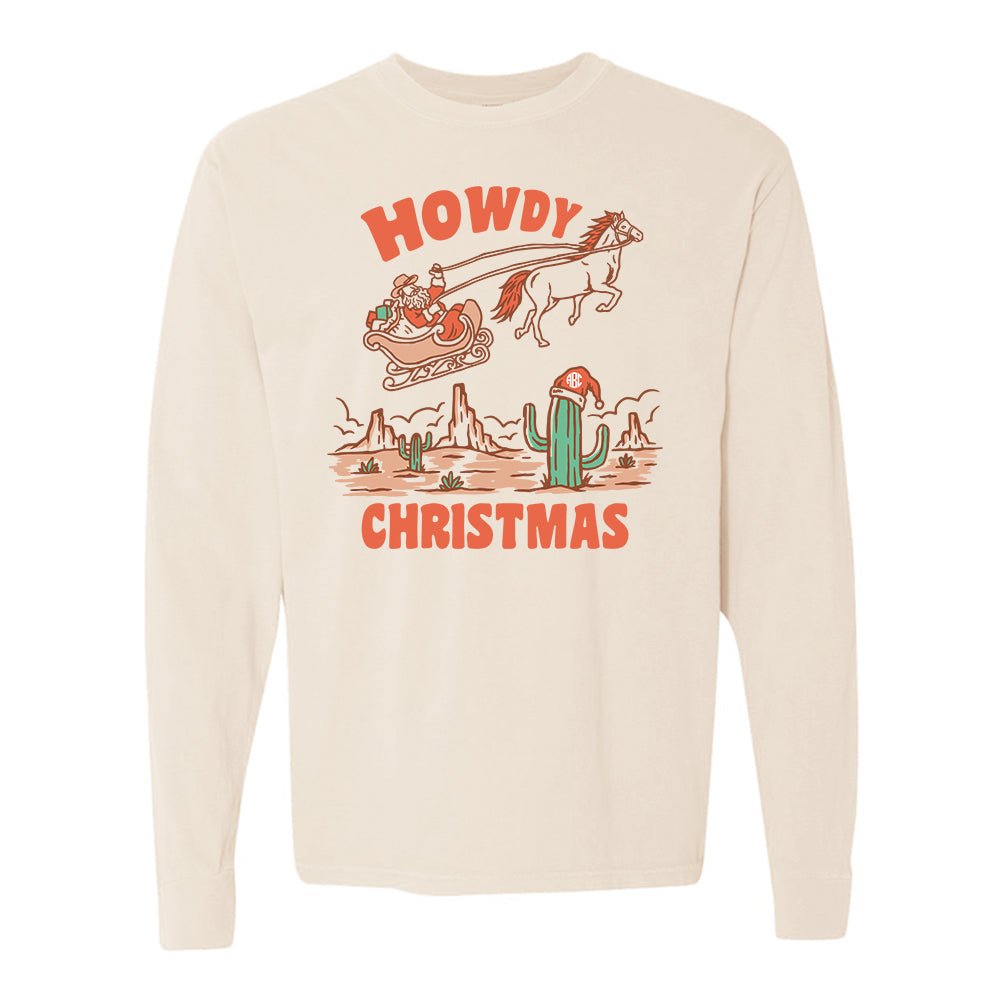 Monogrammed 'Howdy Christmas' Long Sleeve T-Shirt - United Monograms