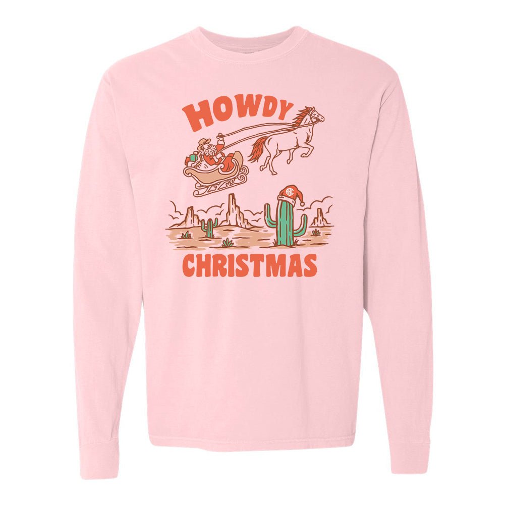 Monogrammed 'Howdy Christmas' Long Sleeve T-Shirt - United Monograms