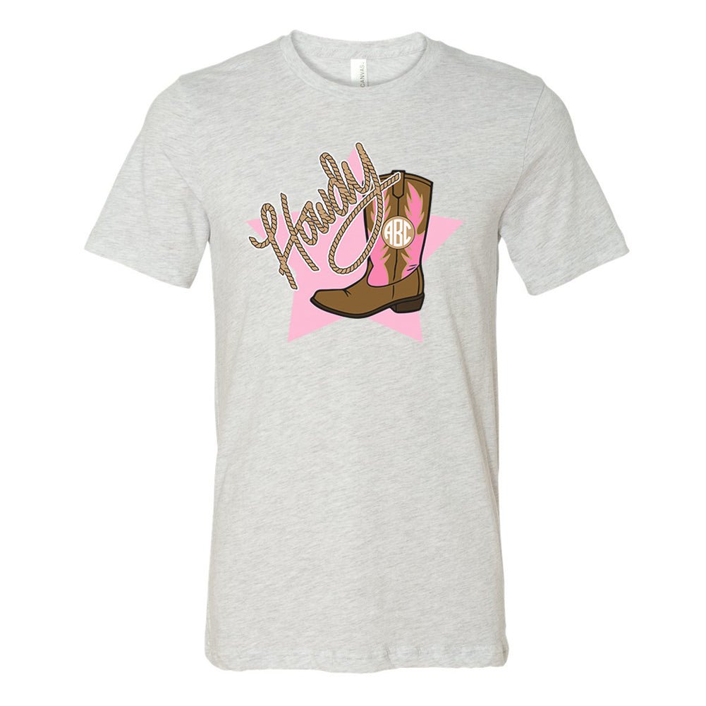 Monogrammed 'Howdy Cowgirl' Premium T-Shirt - United Monograms