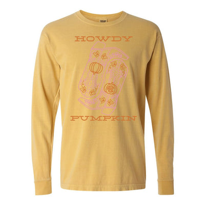 Monogrammed 'Howdy Pumpkin Boots' Long Sleeve T-Shirt - United Monograms