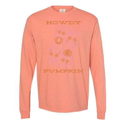Monogrammed 'Howdy Pumpkin Boots' Long Sleeve T-Shirt - United Monograms