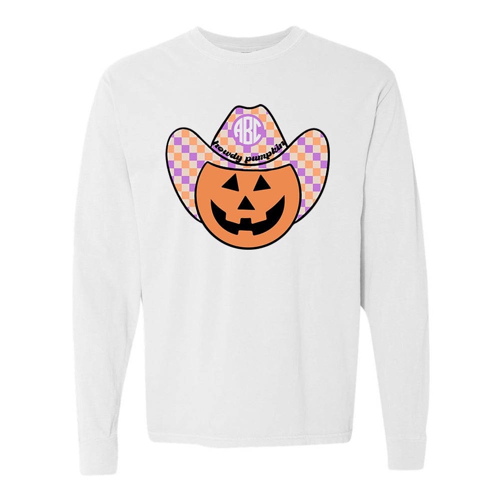 Monogrammed 'Howdy Pumpkin' Comfort Colors Long Sleeve T-Shirt - United Monograms